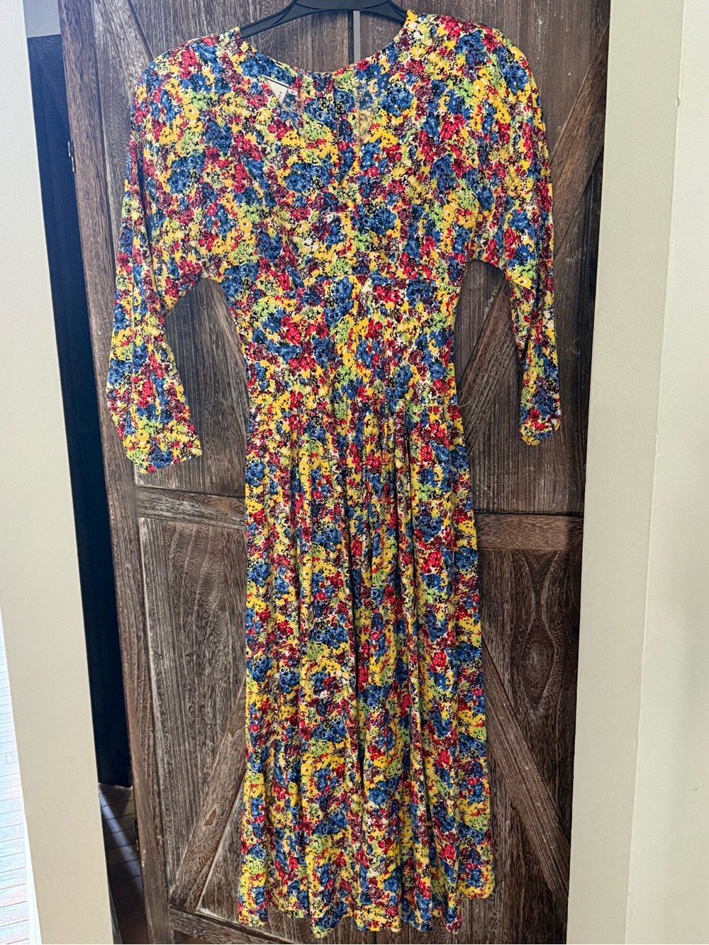 VINTAGE Kenar 2 Floral Print Dress in Yellow, Blue & Red